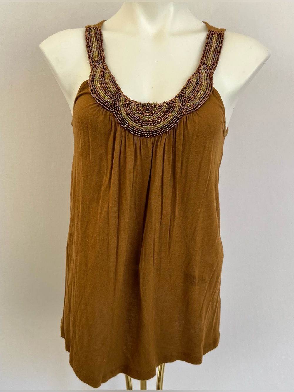 Vintage Y2K Forever 21 Beaded Boho Fairy Tank Top Sz Small Embellished Summer